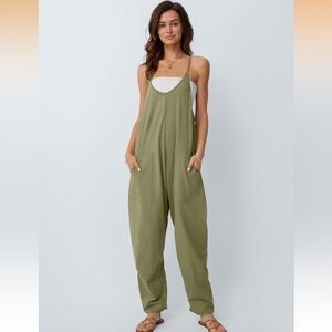 Everyday Sleeveless Jumpsuit in Olive-Tan